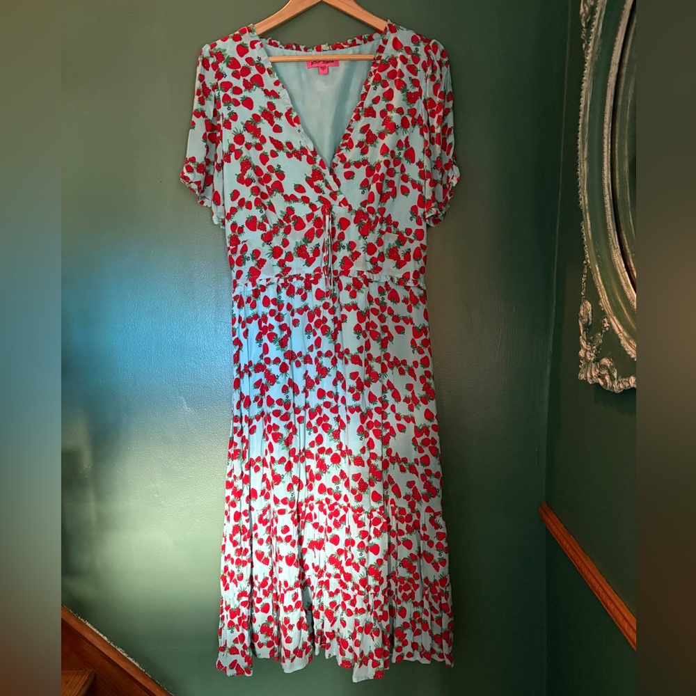 Betsey Johnson Blue Strawberry Dress